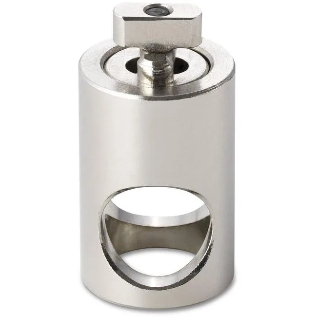 Small silver metal eyelet with rotating barrel cylinder and Allen wrench