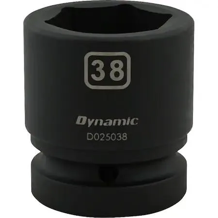 Dynamic D025038 1 inch drive socket 38mm 6 point black phosphate finish
