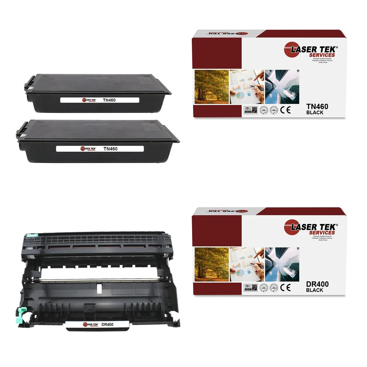 Laser Tek Services Laser Tek Services TN-460 DR-400 Toner Cartridge and Drum Unit Combo (2 TN460, 1 DR400) — product photo