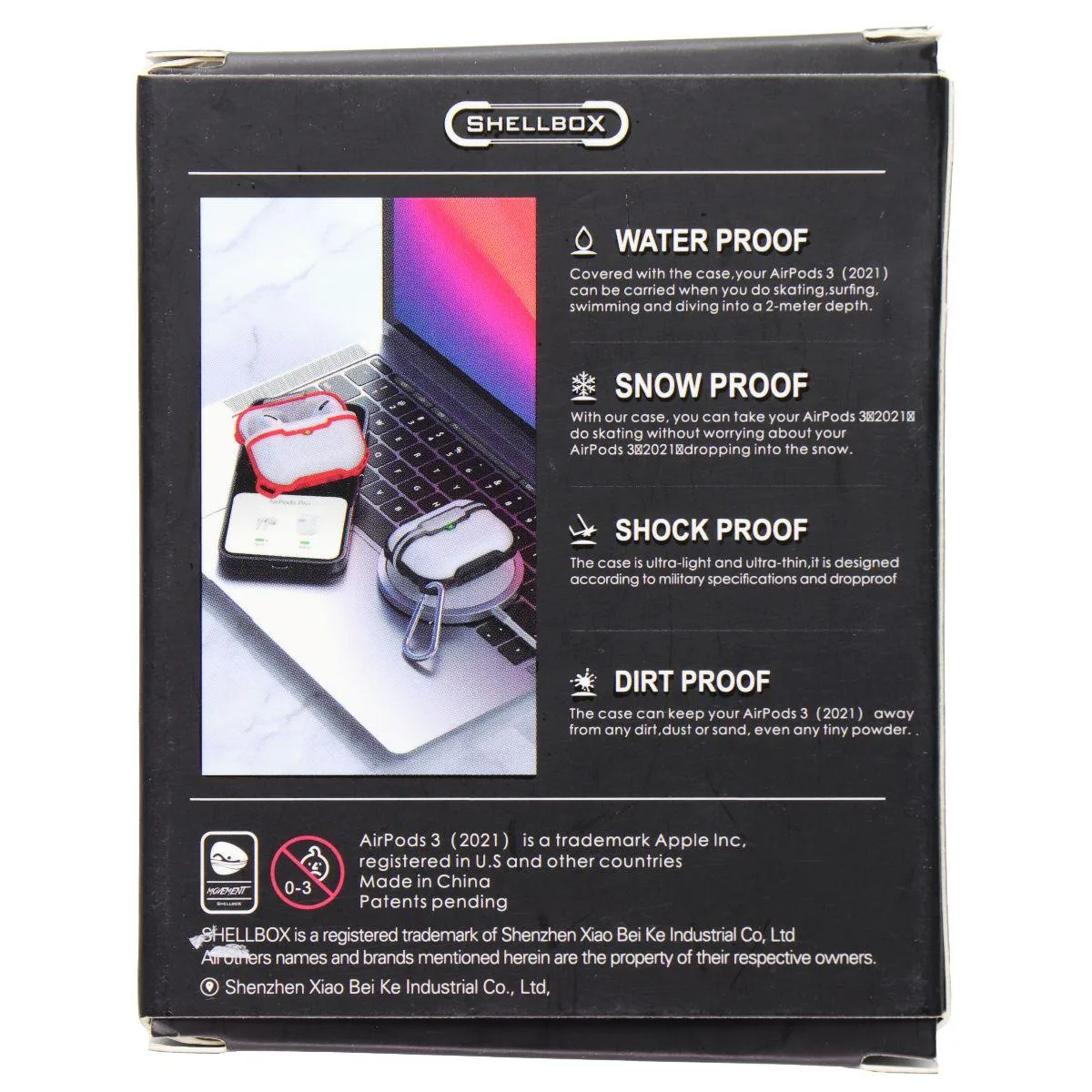 SHELLBOX SHELLBOX protective case for Apple AirPods 3 (2021) Clear / Black — product photo