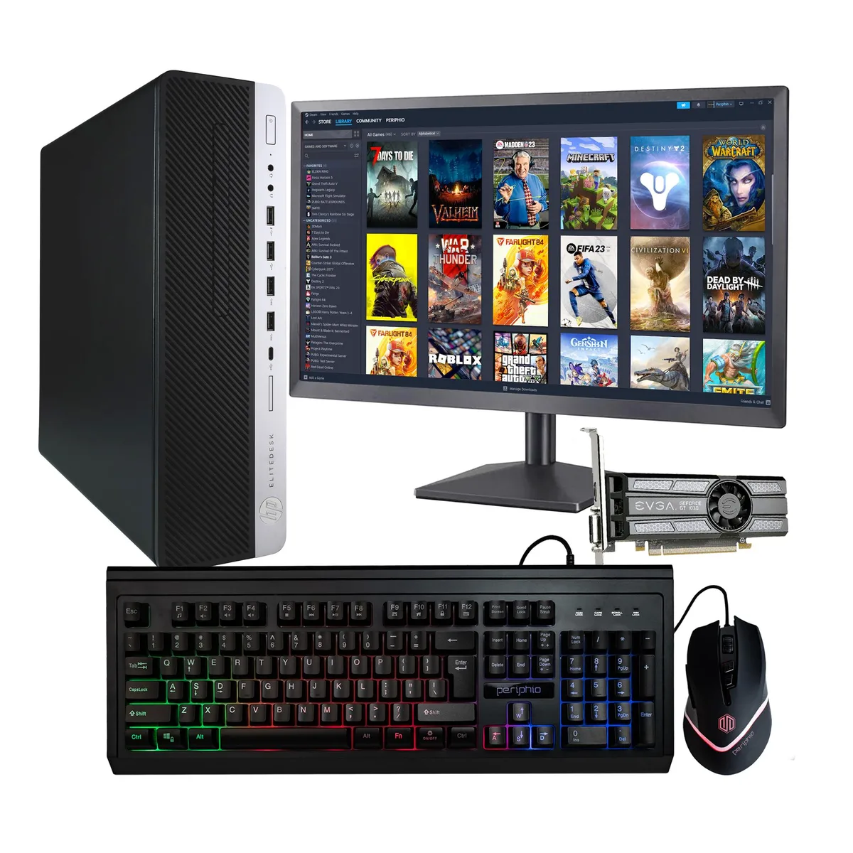 HP HP EliteDesk 800G4 i7-8700 GT 1030 16GB 1TB 22in Win11 Pro — product photo