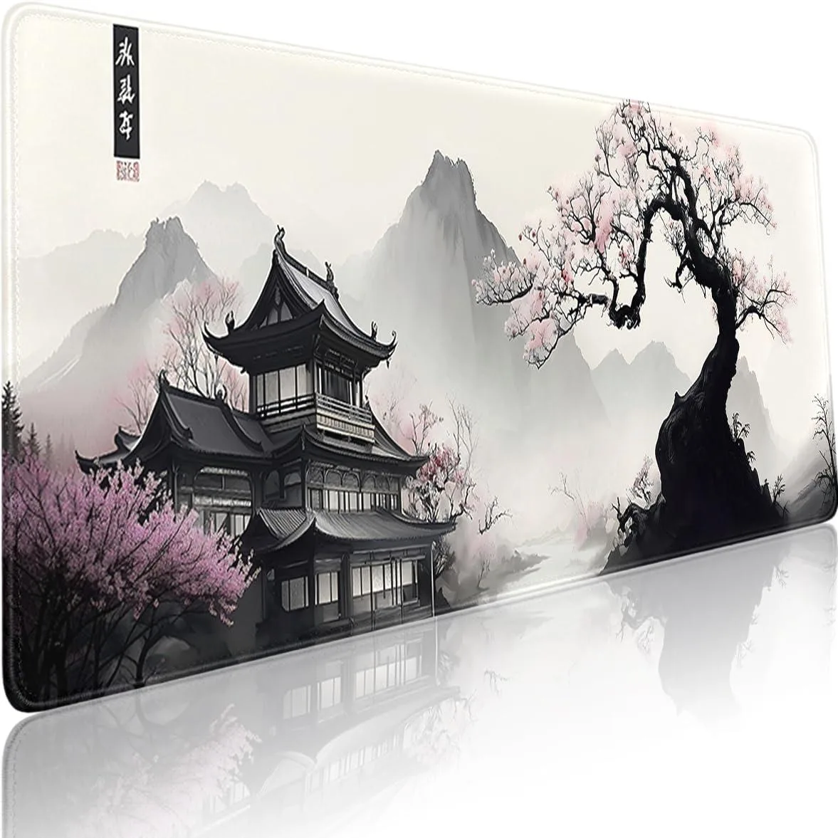WEVIBOFU Watercolor Cherry Blossom Mouse Pad 31.5 x 11.8 in — product photo