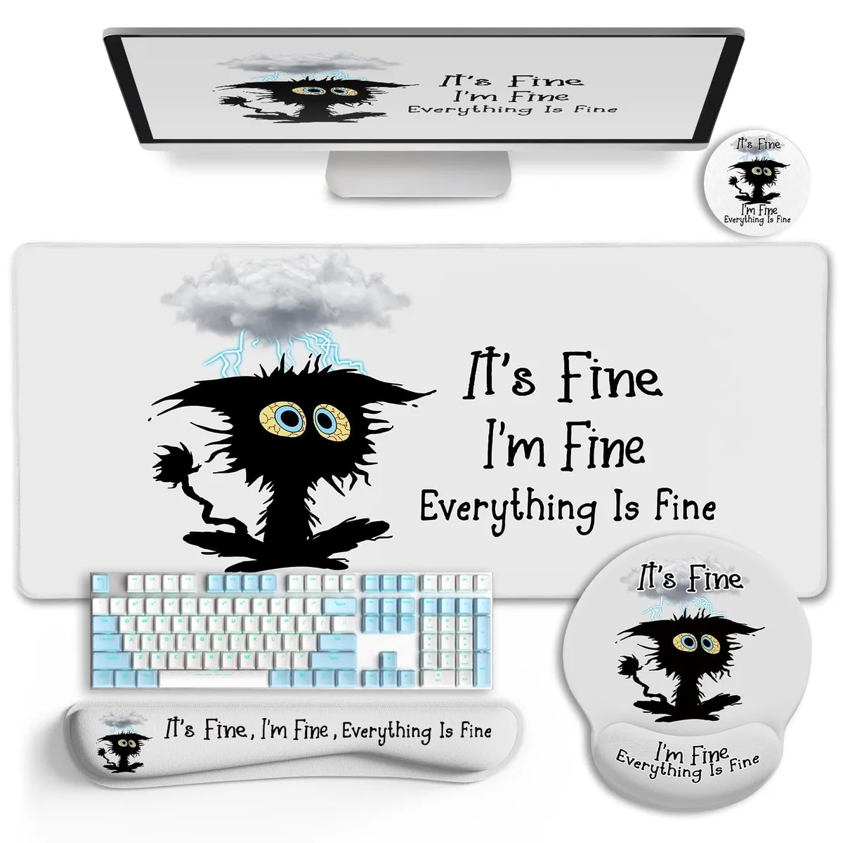  LIMKRIAN J-MOUA107-2 XXL Black Cat Set 2 mouse pad 35.4 x 15.7 in — product photo