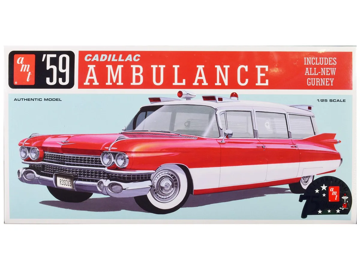 AMT AMT 1959 Cadillac Ambulance Model Kit 1/25 Scale 82 Parts — product photo