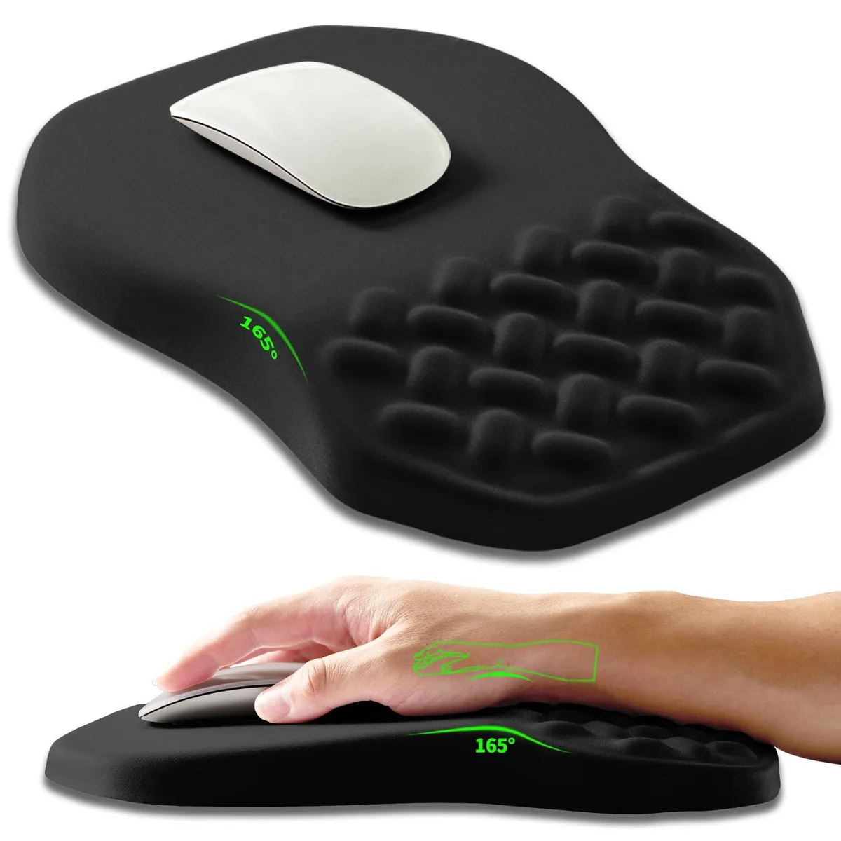  Keychron AB&amp;AM-T6G-019 Ergonomic Slope Mouse Pad Wrist Rest 12x8 inch Black — product photo