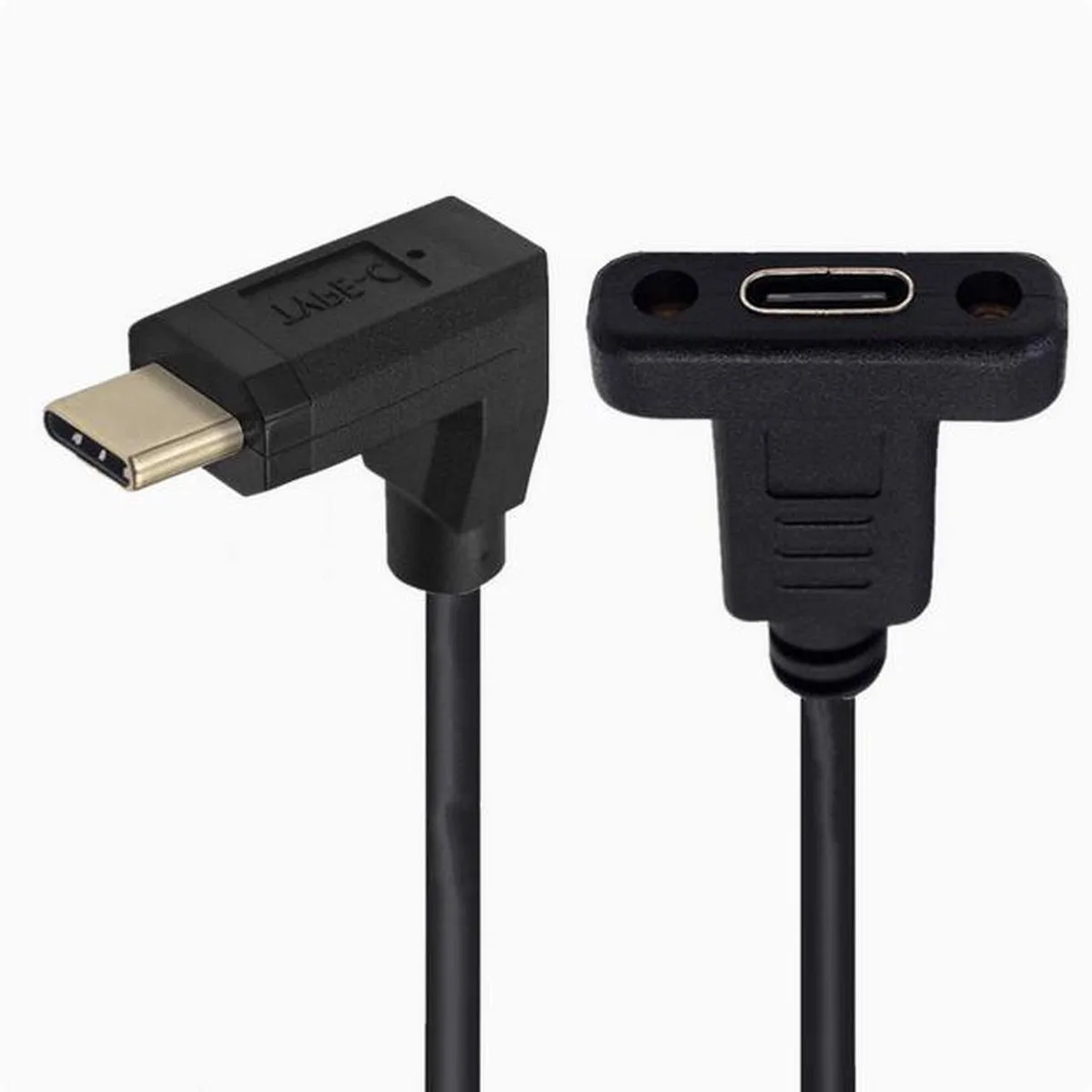 Aomoproing Aomoproing USB 3.1 Type-C Male to Female Extension Cable 10Gbps 90° Panel Mount 1m — product photo