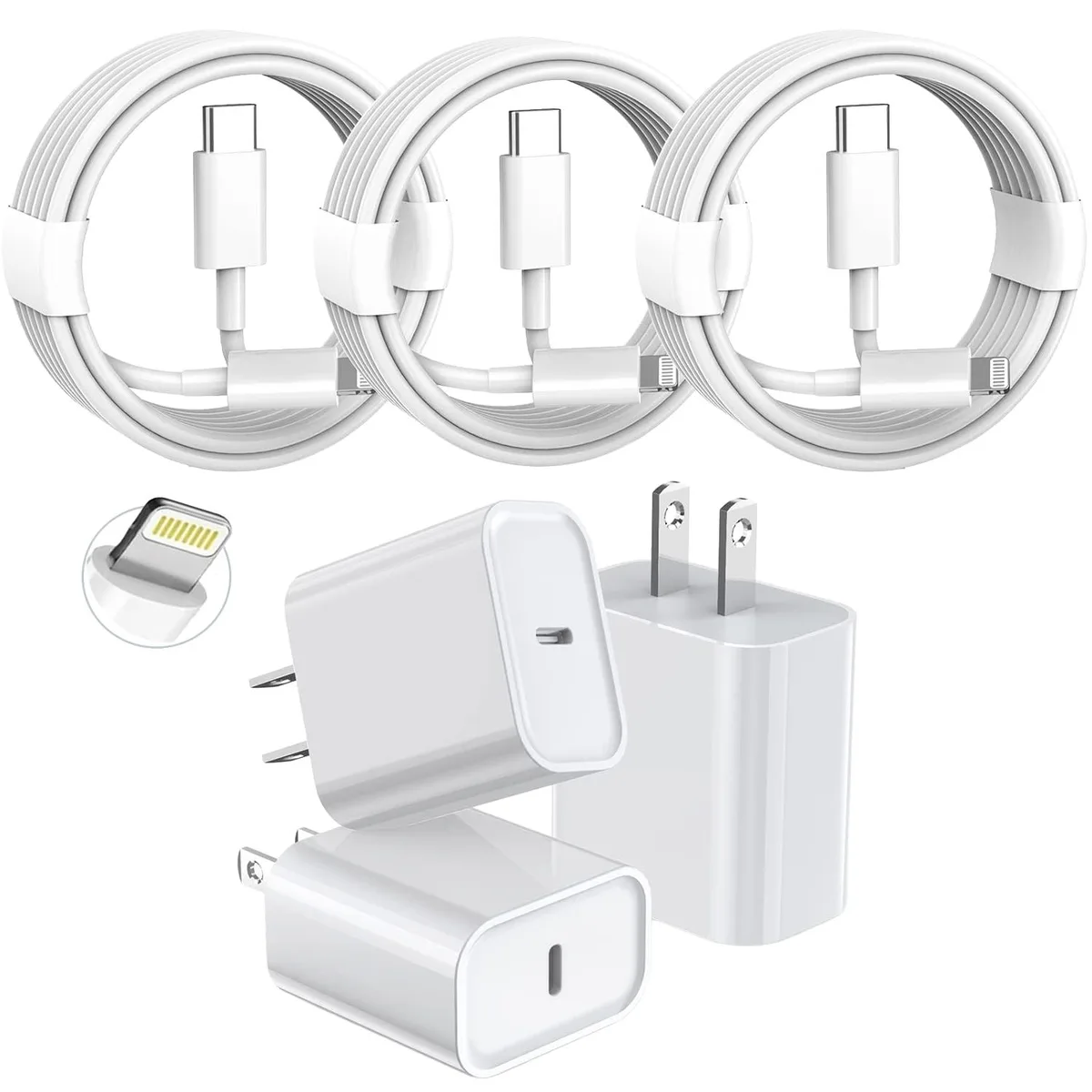  DelTucci HXF-1 3 Pack USB C to Lightning Cable 6.0 ft — product photo