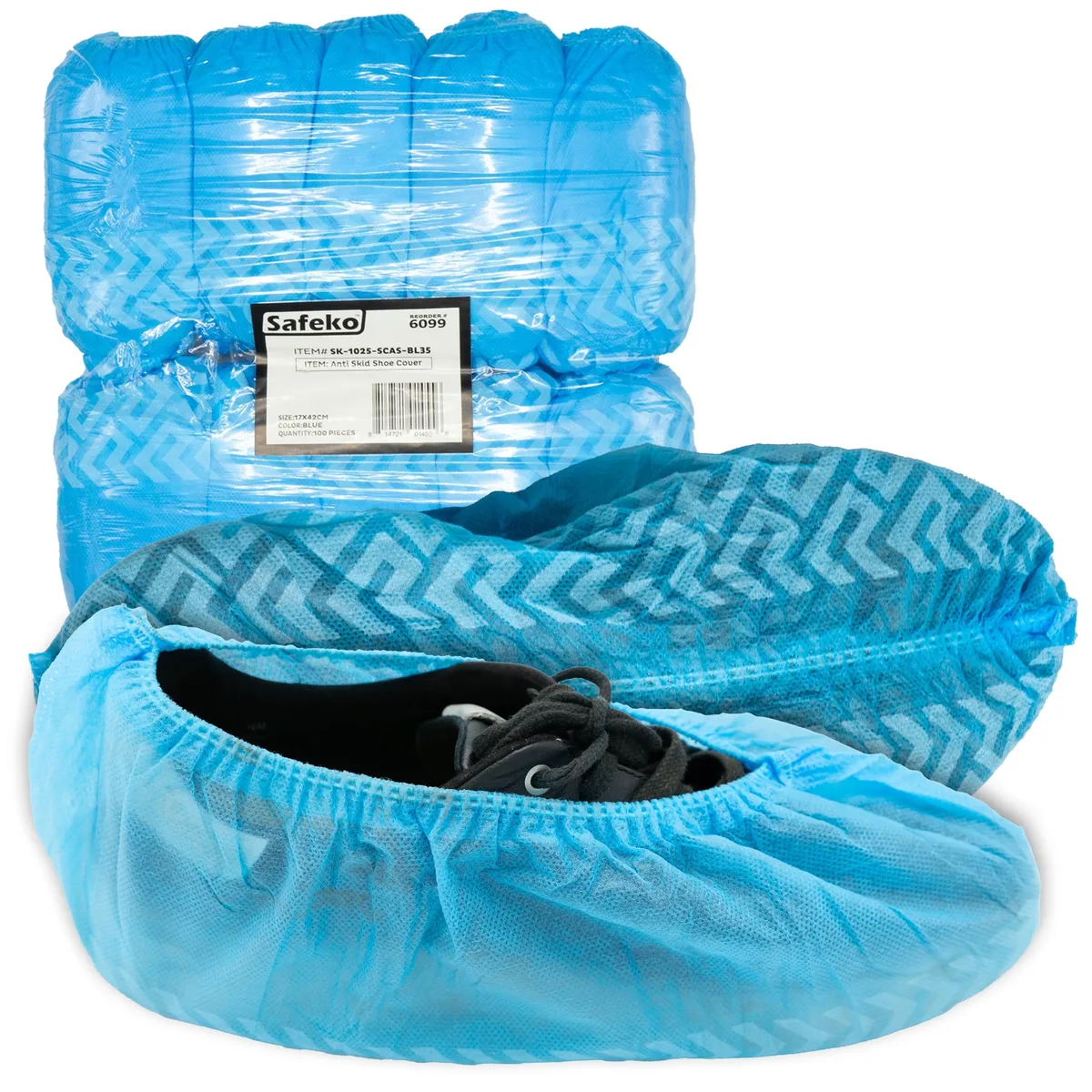 SAFEKO 6099 Anti Skid Shoe Cover Blue Pack of 100 (50 Pairs) — product photo