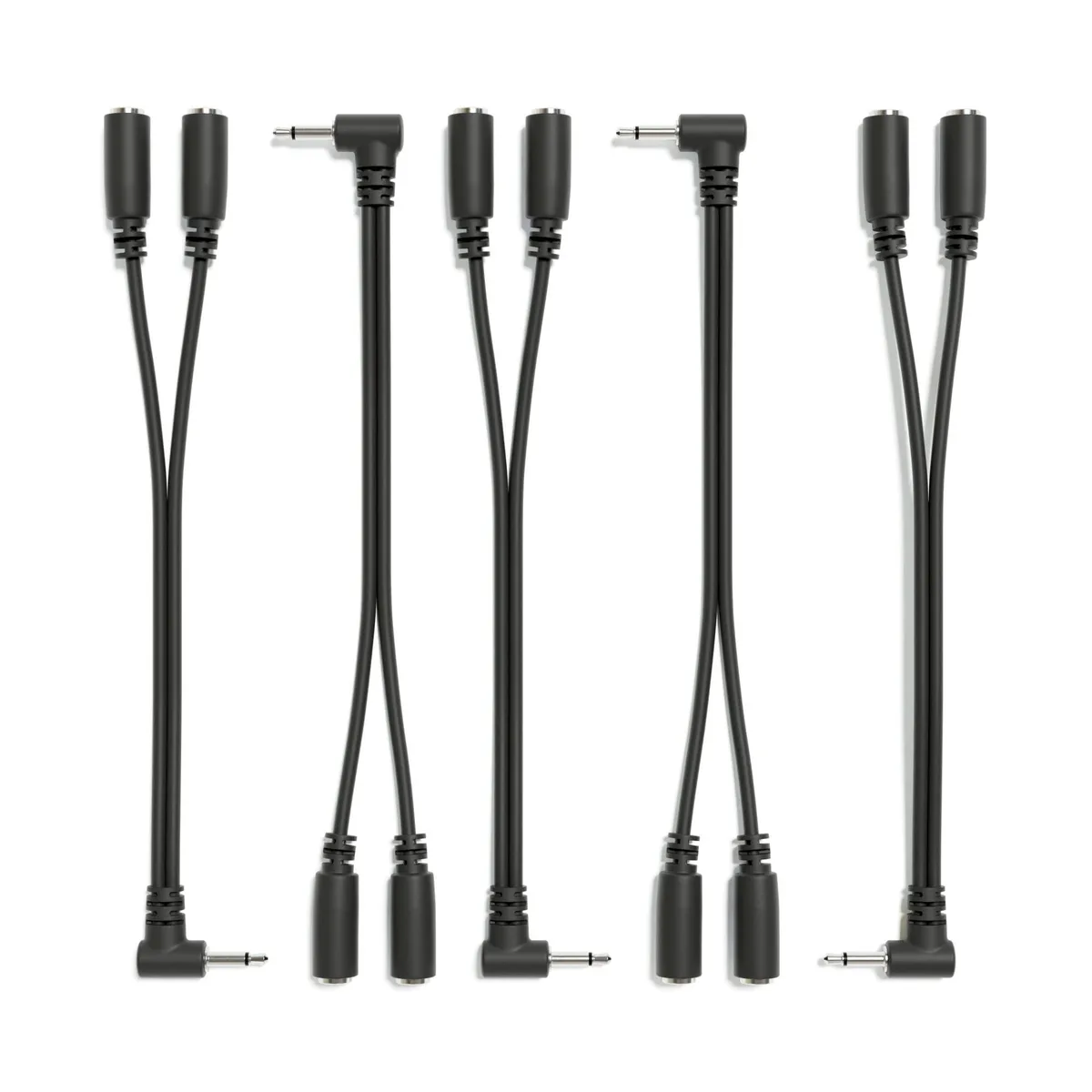 BoYata BoYata 5-Pack Right Angle Mono Splitter Y Patch Cables TS 3.5mm Eurorack 2 in 1 Accessories Black — product photo
