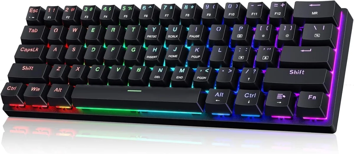  CACKBIRD 60% Mechanical Gaming Keyboard Blue Switches 61 Keys RGB Black — product photo