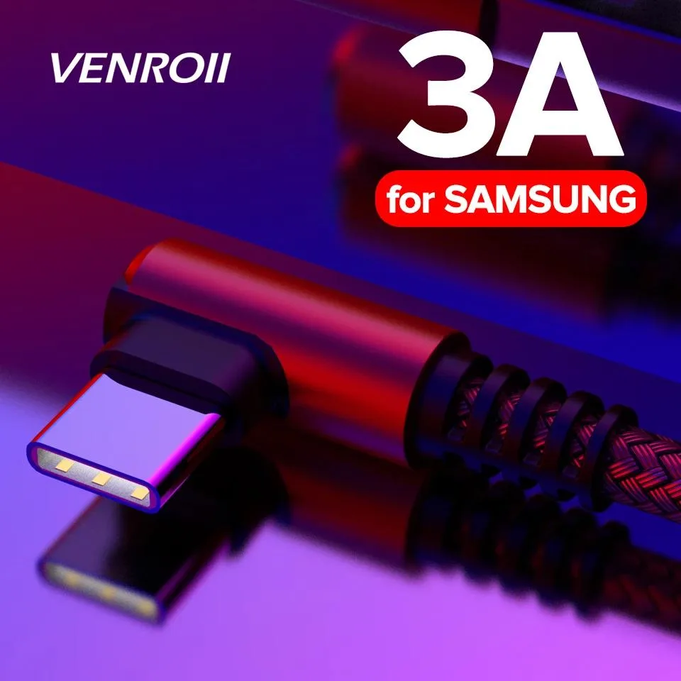 Defendwe Defendwe 90 Degree USB Cable Micro USB to USB A 1.2m 1.8m 3A — product photo