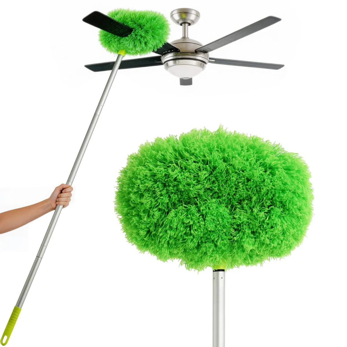Metra 68 inch adjustable ceiling fan duster with extendable pole and dual-sided microfiber head