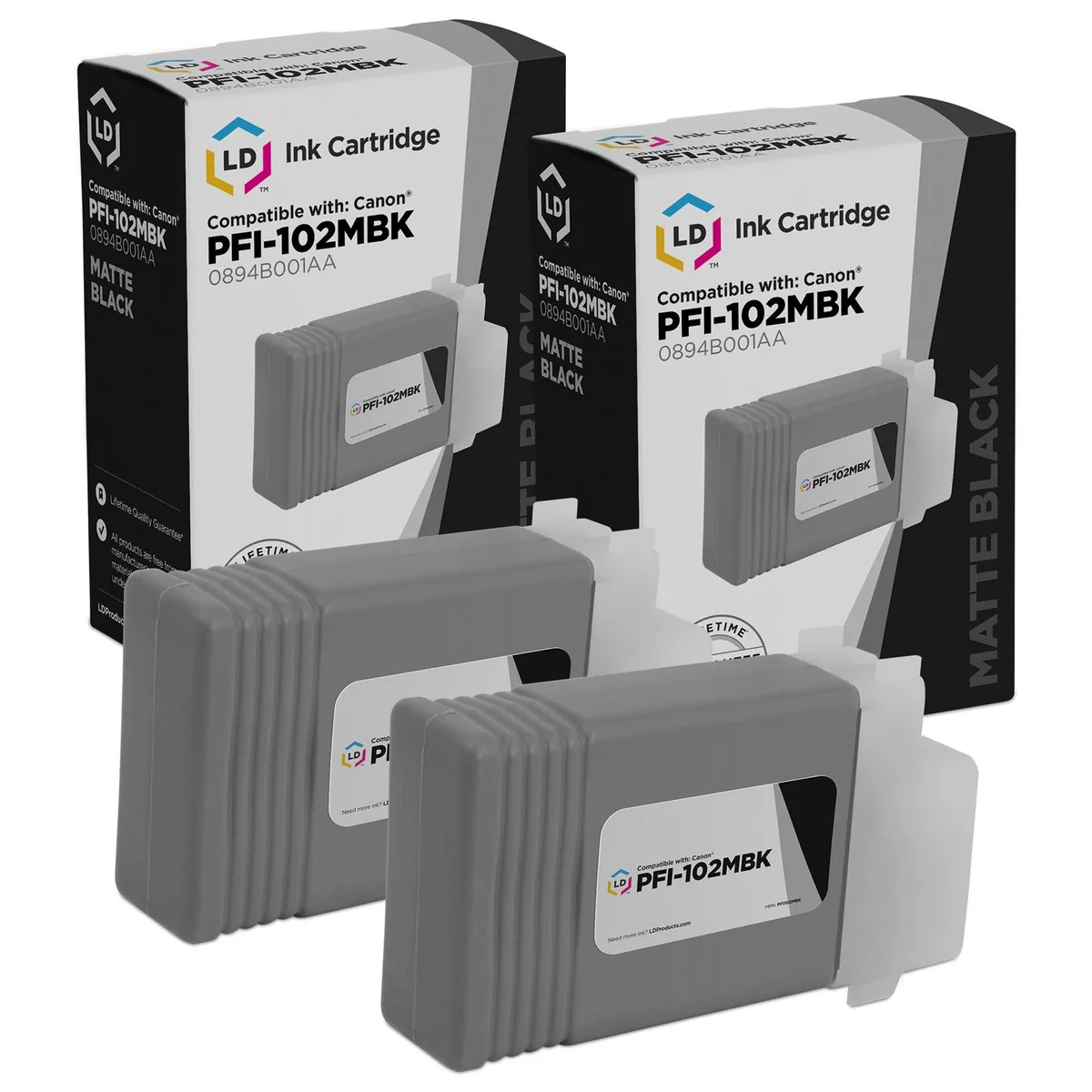 LD Products LD Products PFI-102MBK Matte Black Ink Cartridges 2PK — product photo