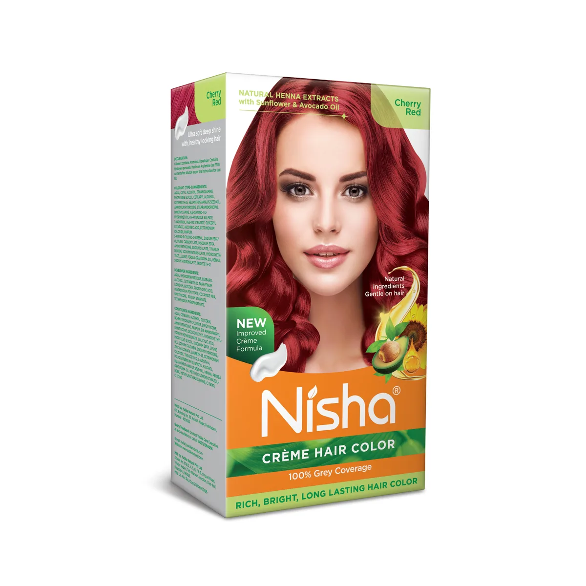 Cherry Red hair colour kit box with tubes brush gloves and sachets
