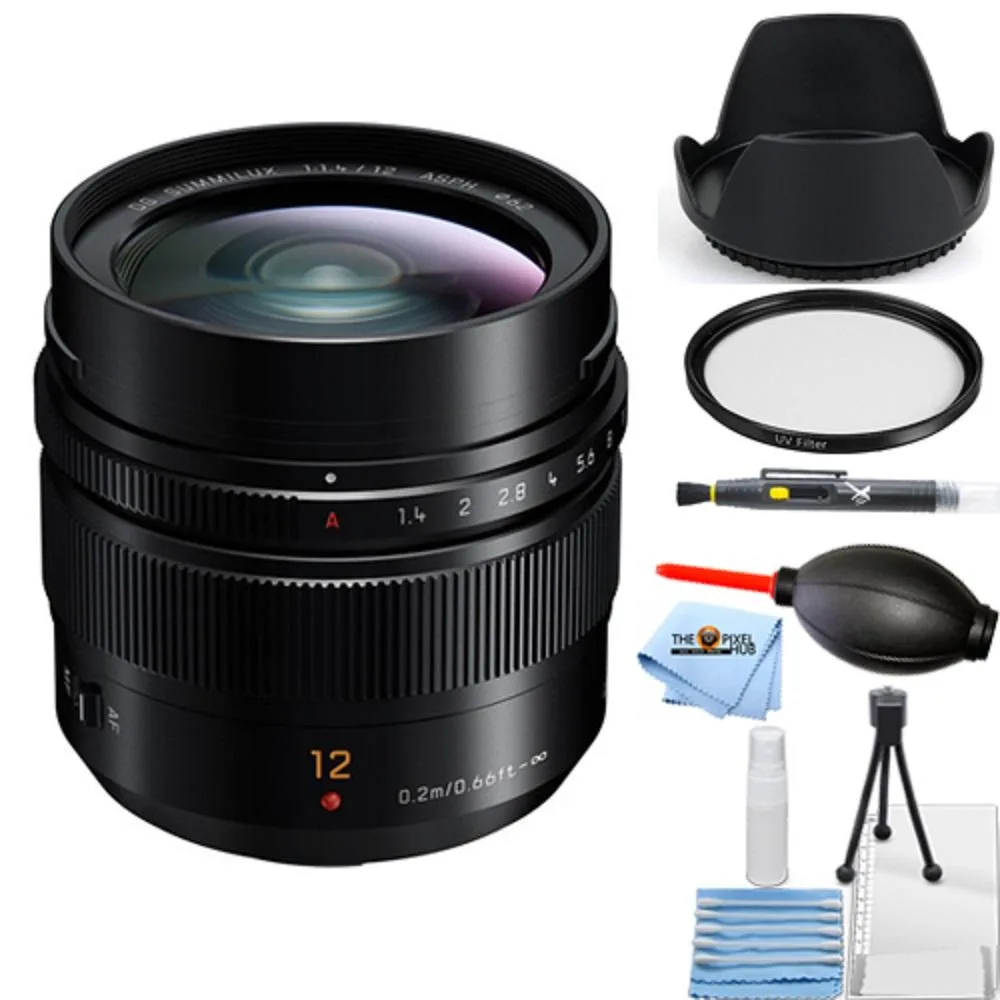 Panasonic Panasonic Leica DG Summilux 12mm f/1.4 ASPH Lens Kit with 62mm UV Filter and Accessories — product photo