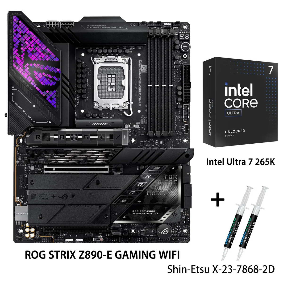 ASUS ASUS ROG STRIX Z890-E GAMING WIFI + Ultra 7 265K Intel motherboard — product photo