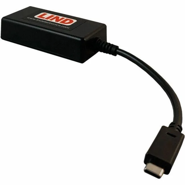 Short white cable with barrel plug and USB-C connector