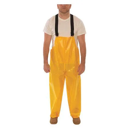 Gold polyurethane rain bib overall with nylon lining and storm cuffs