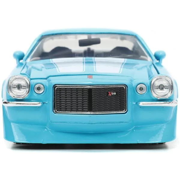 Jada Jada 1971 Chevrolet Camaro Z/28 Light Blue White Stripes Bigtime Muscle 1/24 Diecast Vehicle — product photo