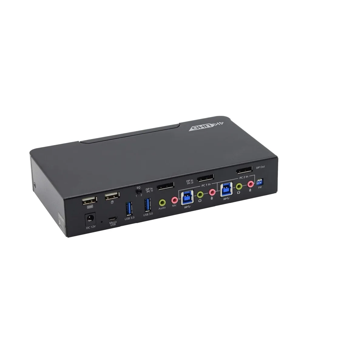 V2 Technologies V2 Technologies 2-Port DisplayPort 1.2 USB KVM Switch 4K 60Hz 21.6Gbps 2 in 1 accessory — product photo