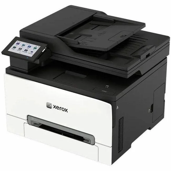 White compact laser multifunction printer with flat top and front paper tray