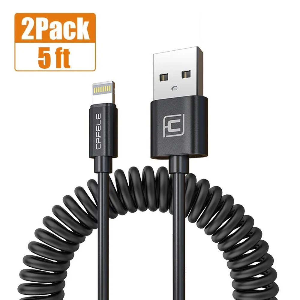 Corn Electronics Corn Electronics 2 Pack Retractable Lightning Cable Black 5ft — product photo