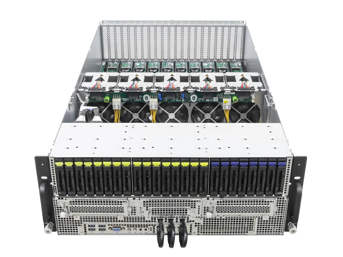 ASRock Rack ASRock Rack 4U10G-TURIN2 barebone server 4U dual SP5 10 GPU 16 NVMe 24 DDR5 12TB 3200W — product photo