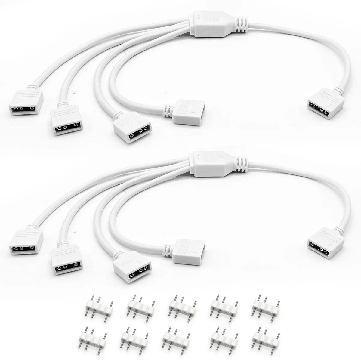  Jstincal White 5V 3-Pin ARGB 1-to-4 Splitter Cable 11.8in 2-Pack — product photo