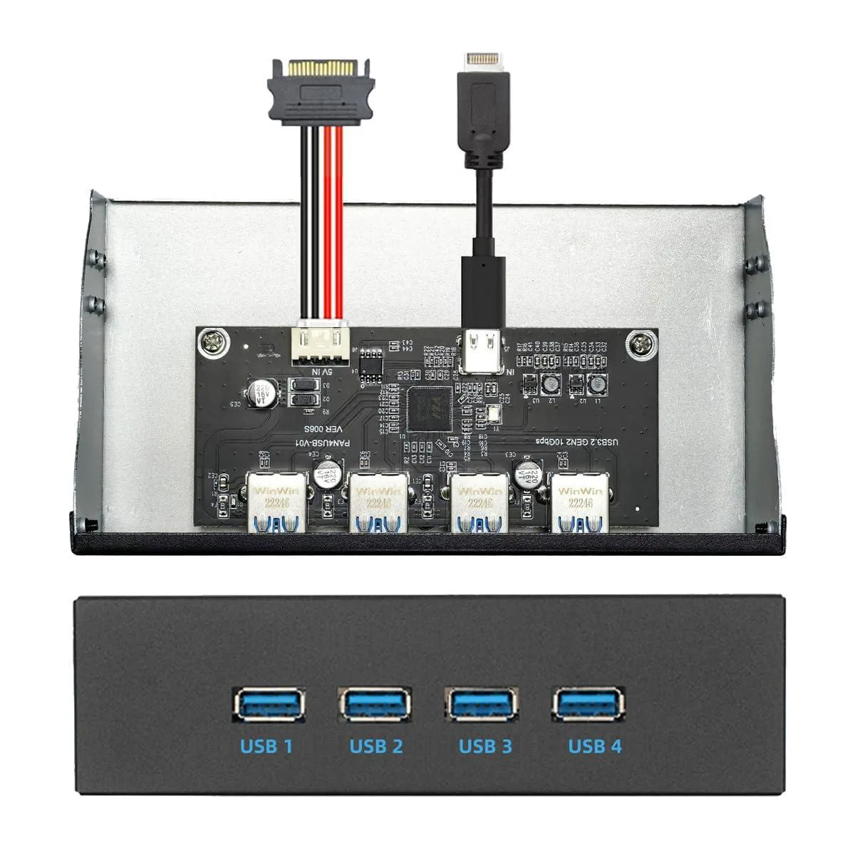 Fervit Fervit 10Gbps USB 3.1 Type-A Hub 4 Ports 5.25 Bay Type-E Cable — product photo