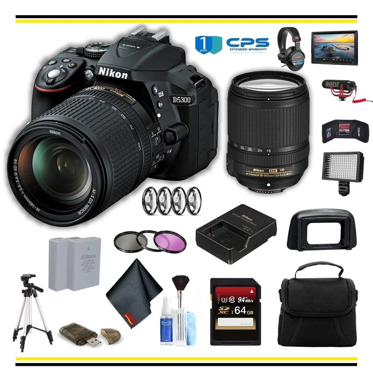 Nikon International Nikon D5300 24.2MP DSLR Camera with 18-140mm Lens Professional Bundle — product photo