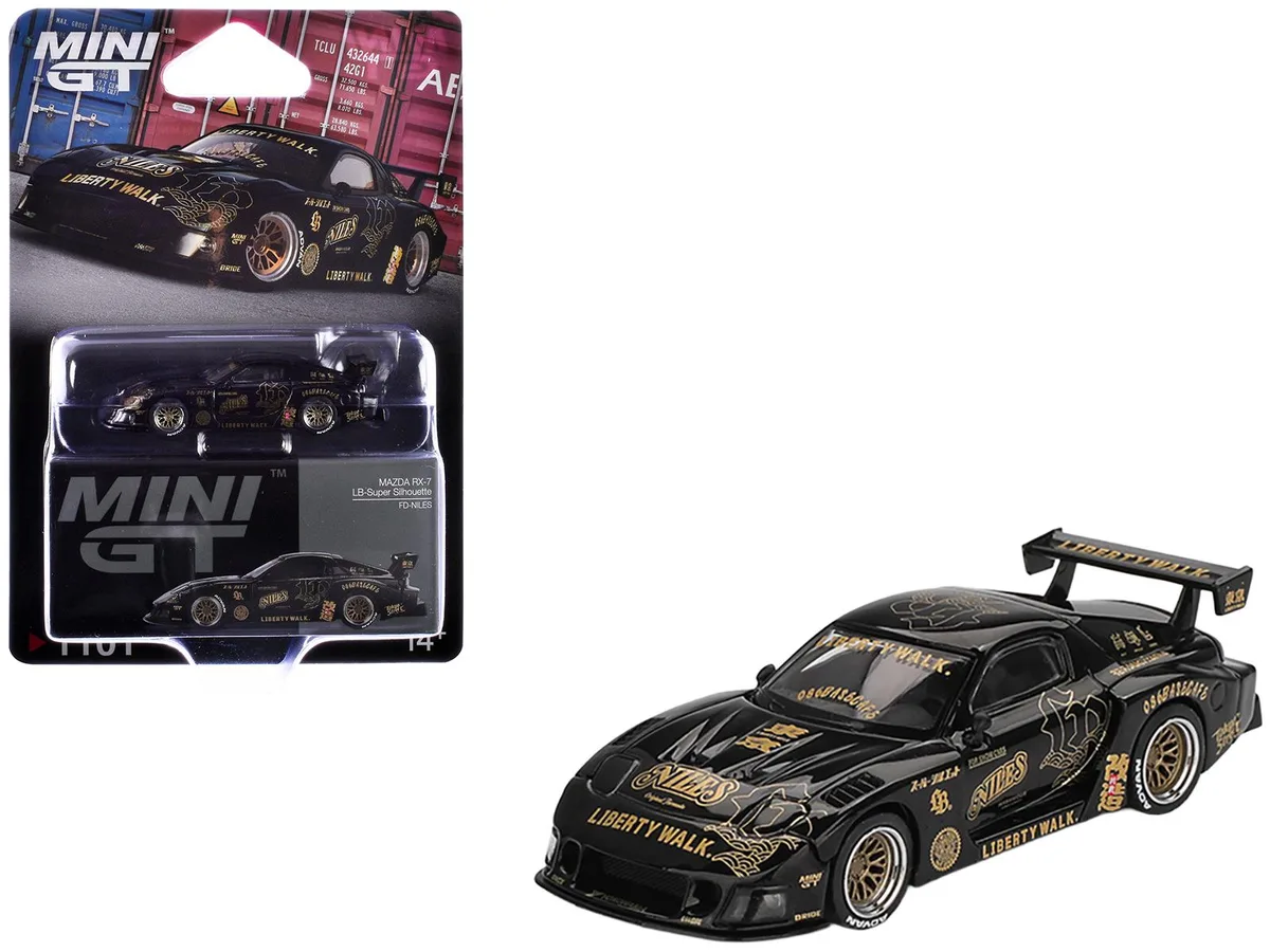 Mini GT Mini GT Mazda RX-7 LB-Super Silhouette FD-NILES Black Gold Limited Edition 1/64 Diecast Hobby Collectible — product photo