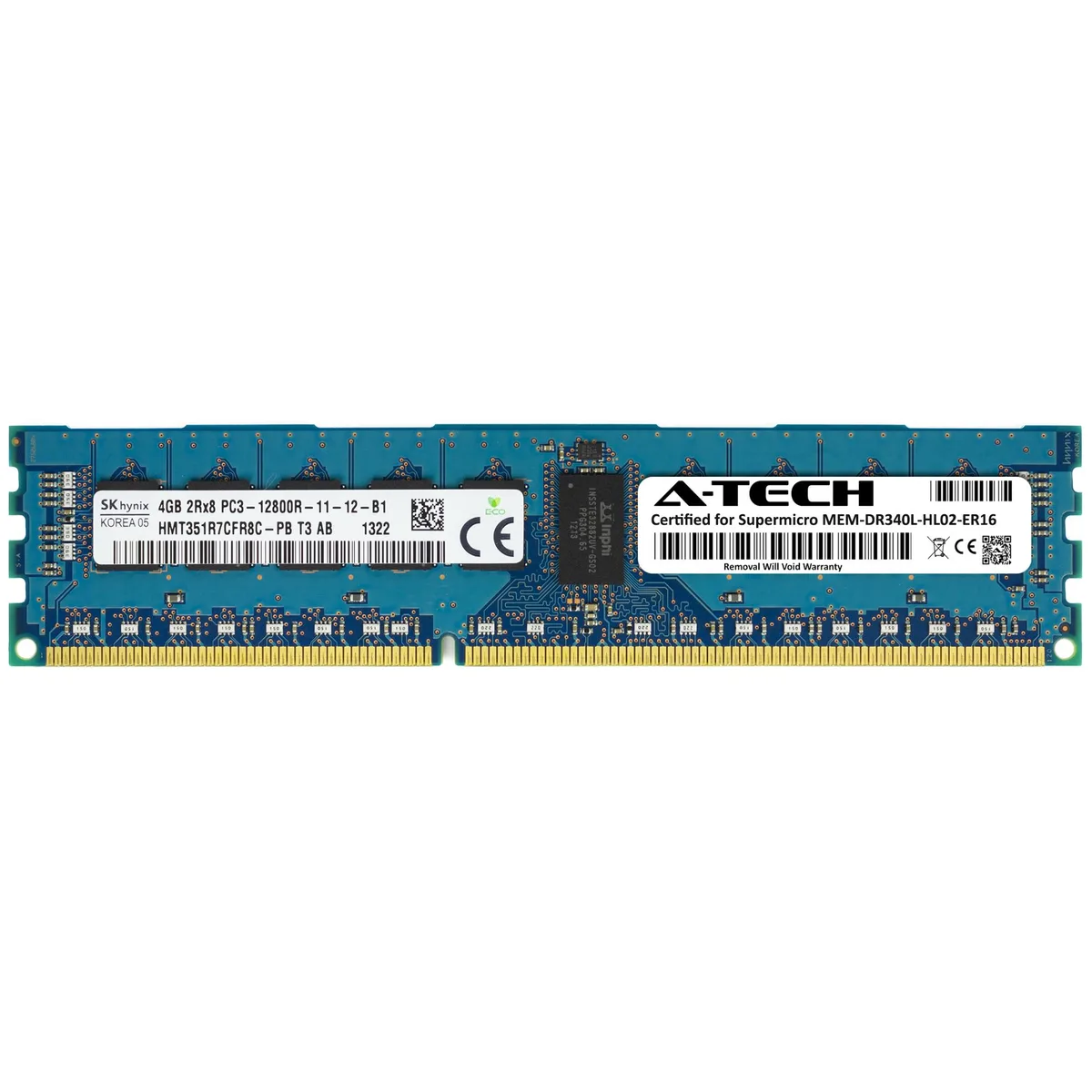A-Tech A-Tech 4GB DDR3 1600 CL11 2Rx8 ECC RDIMM 240-Pin Server Memory — product photo