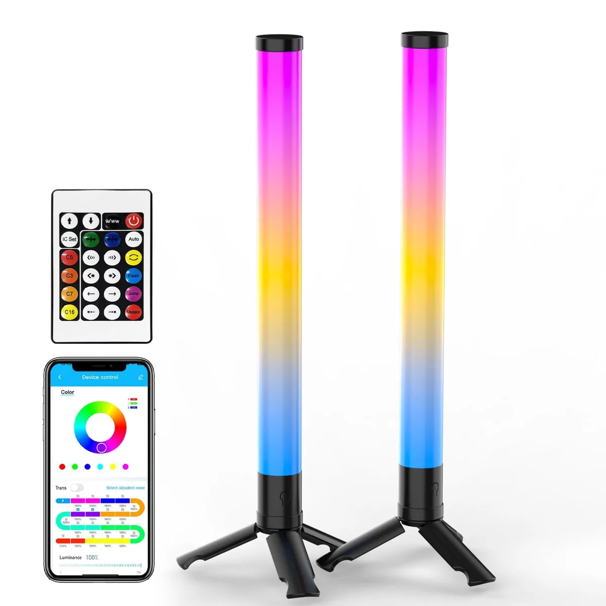 Two black rectangular plastic LED light bars connected by a cable