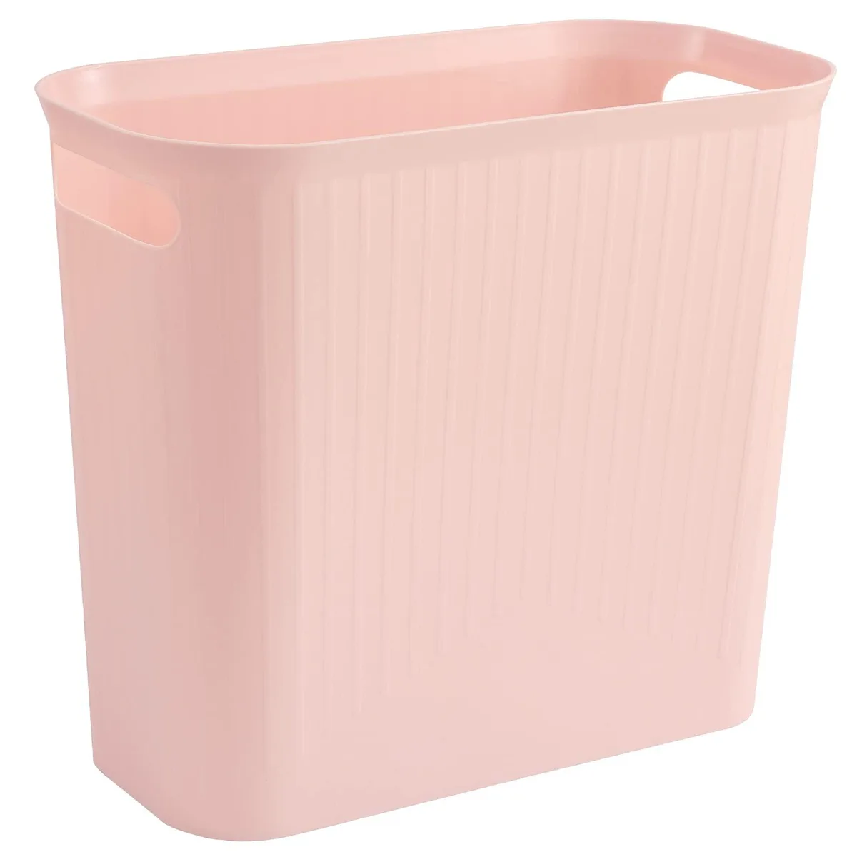 Three white rectangular plastic bins with recessed handles, 12.4 by 6.5 by 10.63 inches each