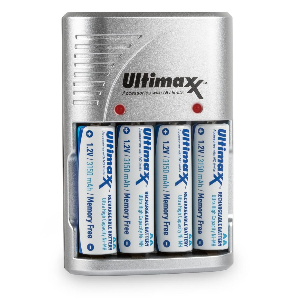 Ultimaxx Ultimaxx 4× AA 3150mAh NiMH batteries with charger — product photo