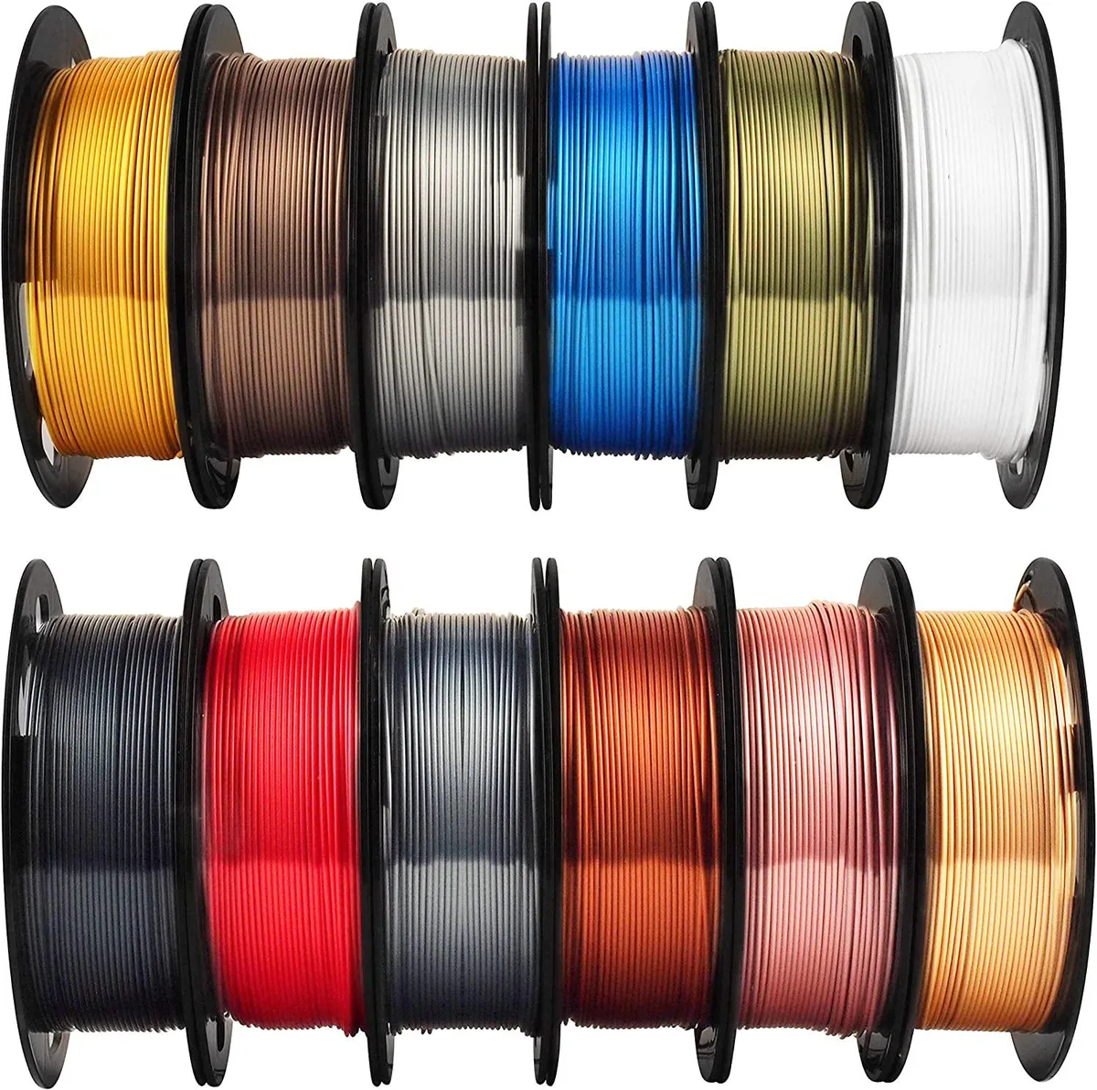 BFKK BFKK Shine Silk Metallic Gold PLA Filament 12 Spools 1.75mm 1.1lbs 3D Printers Accessories — product photo