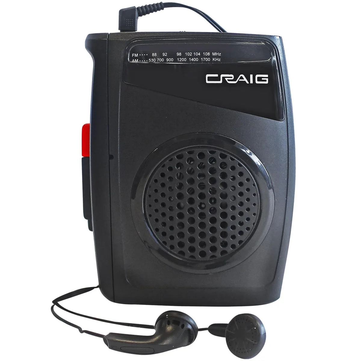 Craig CS2304 Cassette Player Recorder AM/FM Radio Earphones Black — product photo