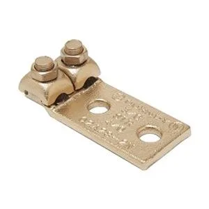 Copper two-conductor terminal, 4.38 in long, hex head, two holes