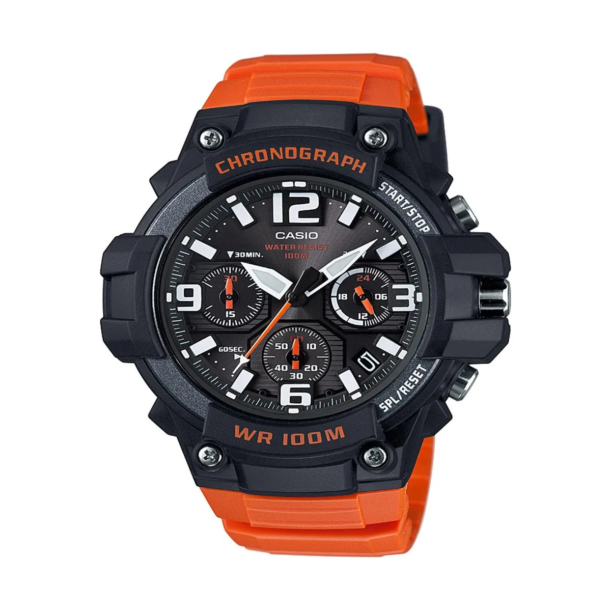 CASIO CASIO MCW100H-4AV Black Orange Chronograph Watch 49mm 100m — product photo