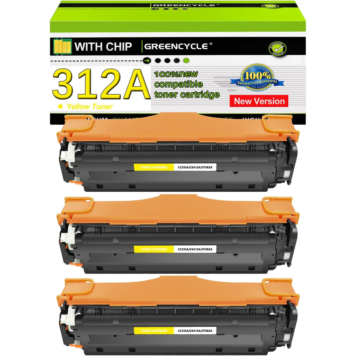 GREENCYCLE GREENCYCLE 312A Yellow Toner Cartridge 3 Pack 2700 pages — product photo