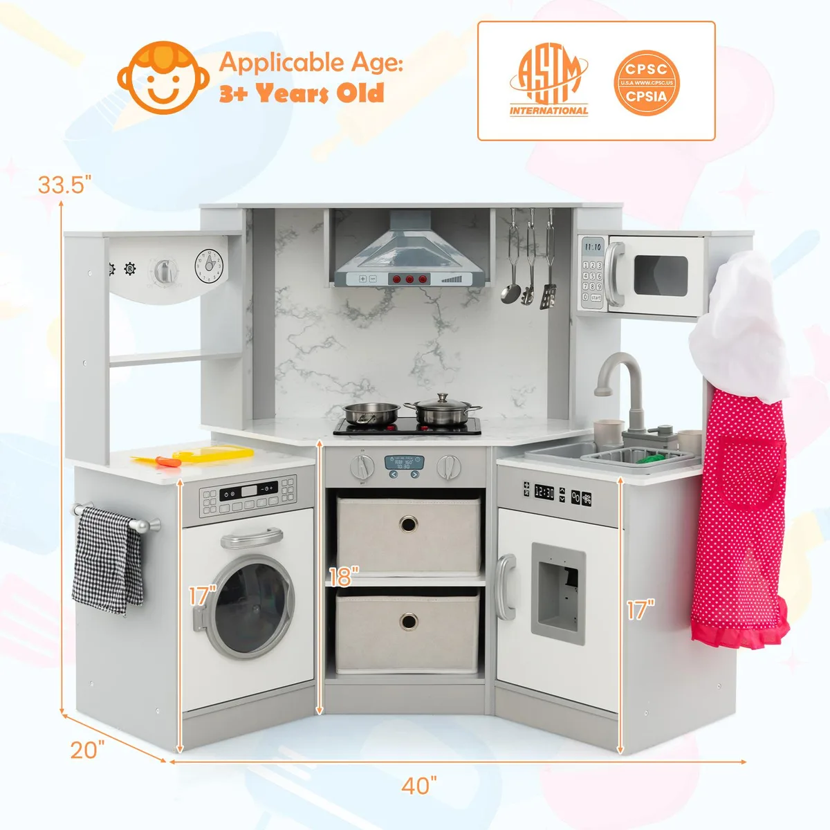 SlickBlue SlickBlue Wooden Kitchen Playset Grey 40x20x33.5 — product photo