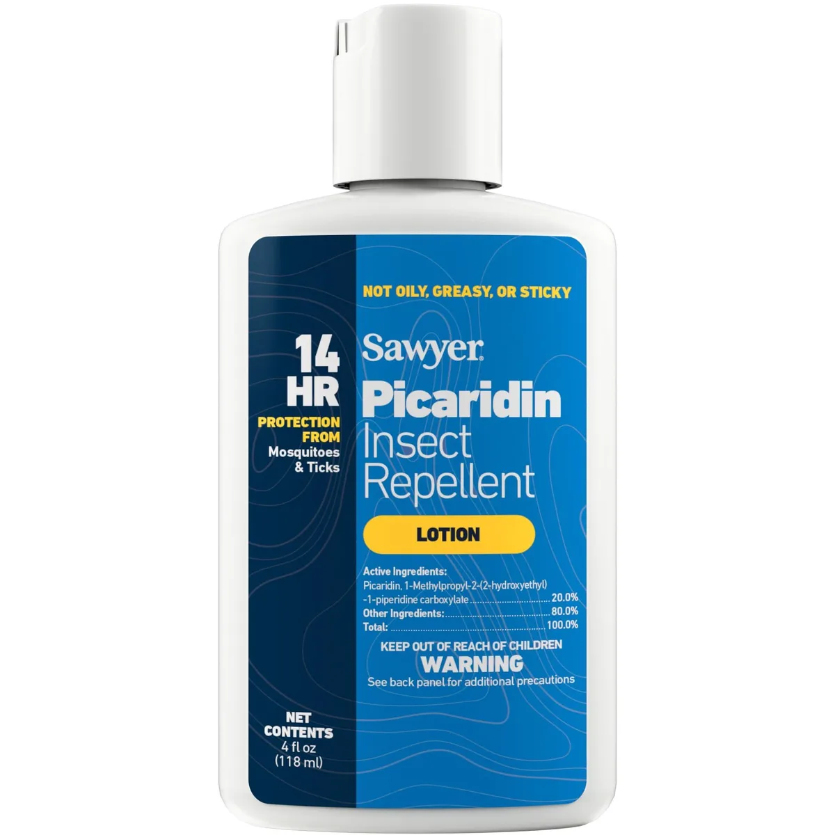 White plastic bottle with flip cap, 4 fl oz lotion