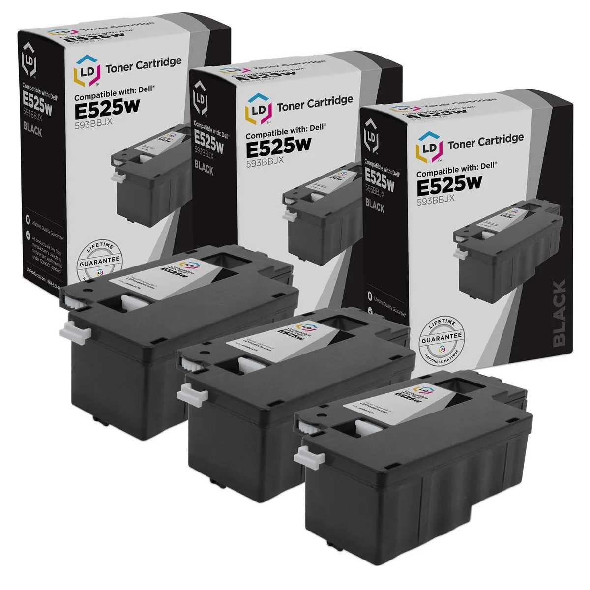 LD Products LD Products Compatible Toner Cartridge 593-BBJX DPV4T Black 3-Pack 2000 pages — product photo