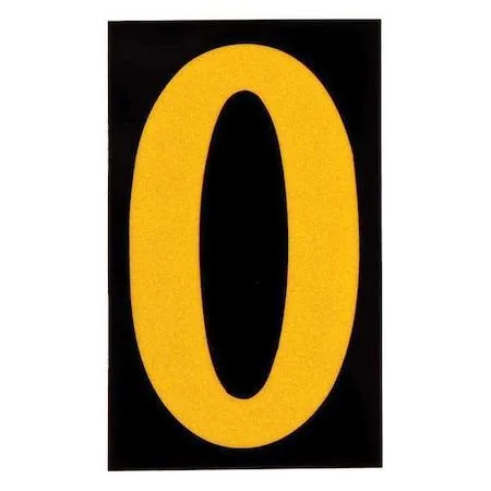 Pack of 25 yellow-on-black adhesive number labels 0
