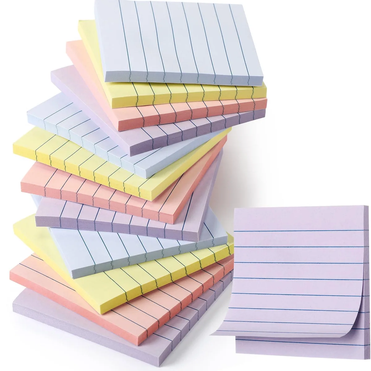  AmazingSpark HOS-AmazingSpark-2729 Sticky Notes 12 Pack 3x3 Inch Pastel Lined — product photo