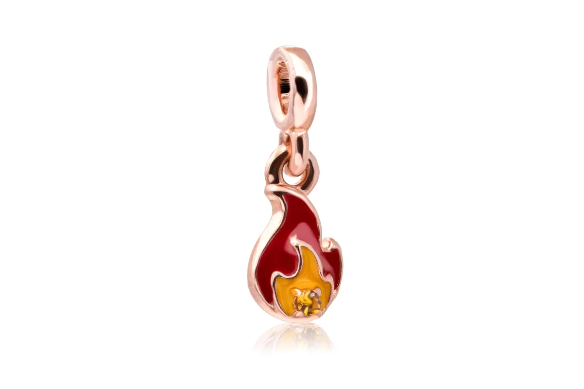 PANDORA PANDORA Burning Flame Mini Dangle Charm 14k Rose-Gold Plated — product photo
