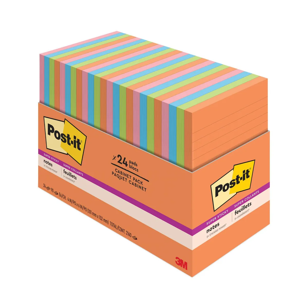 3M 3M 66024SSAUCP Super Sticky Notes 4" x 6" 24 Pack — product photo