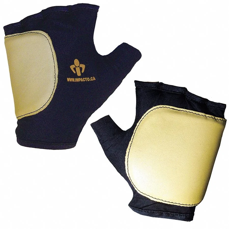 Blue and yellow anti-vibration gloves with grain leather palm and nylon back