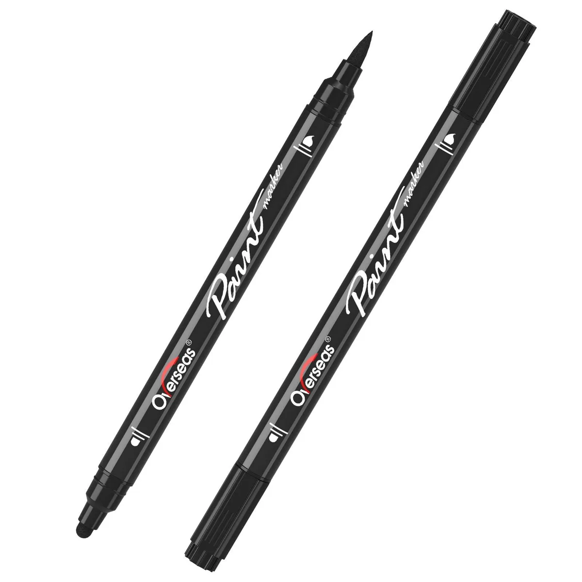 2 Black Acrylic Paint Markers, Dual Tip — product photo