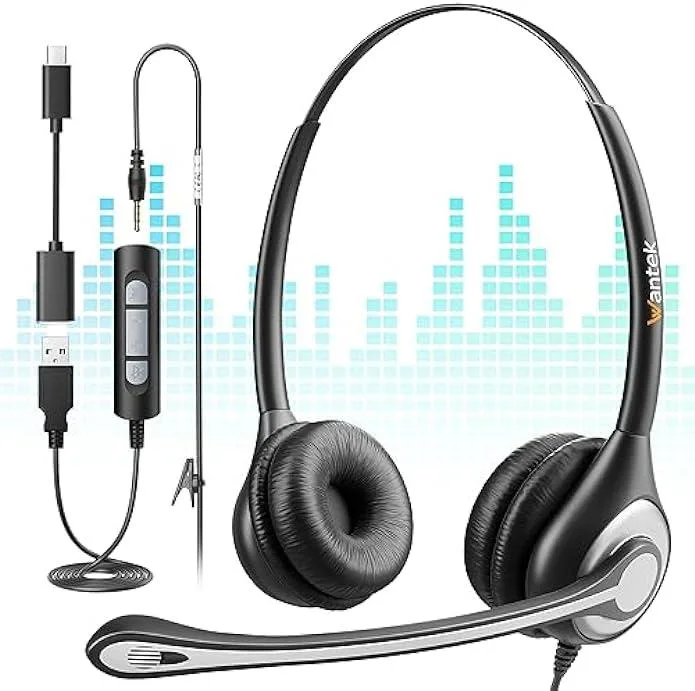 usbroway usbroway 3.5mm/USB/Type-C 3-in-1 Noise Cancelling Headset — product photo